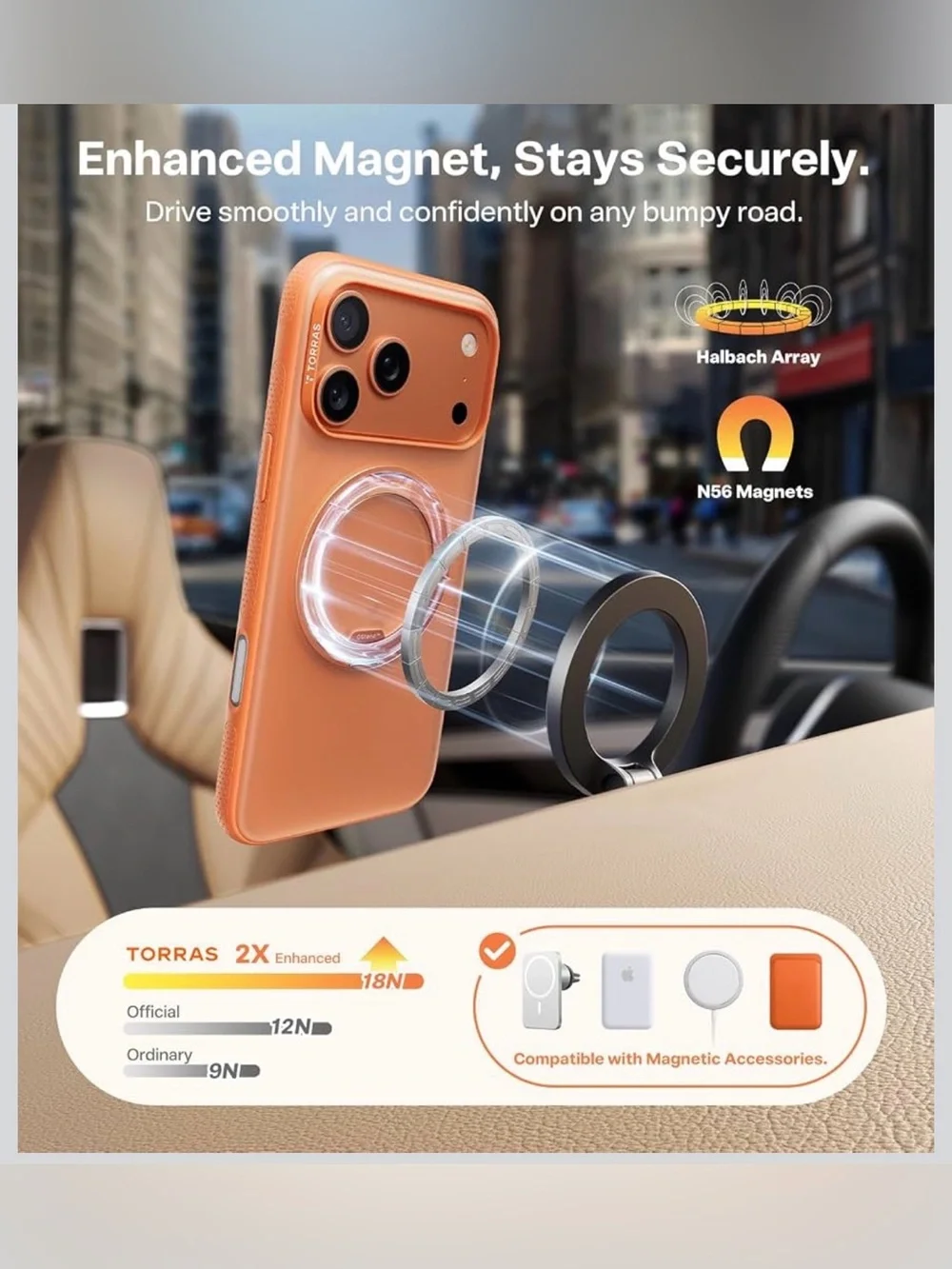 NEW iPhone 17 Pro Max MagSafe 4X Military Grade Protection Translucent Orange